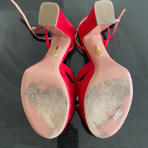AQUAZZURA Red Suede Baba Plateau 125 Platform Sandals | Size 41 | - Picture 7 of 11